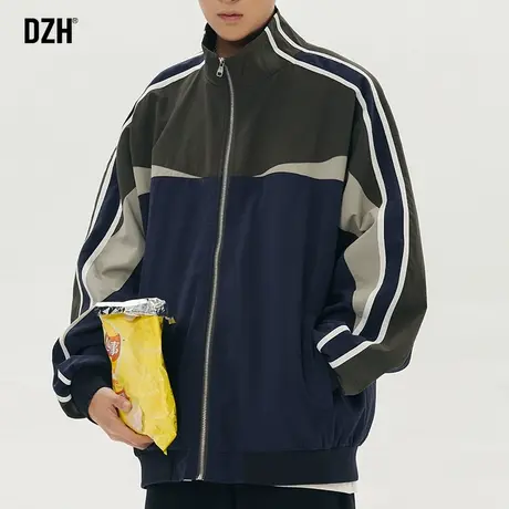 男士拼接夹克外套男春季潮高级感宽松休闲运动服2024新款上衣百搭图片