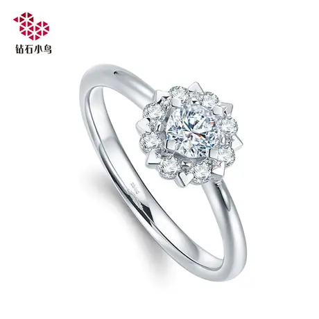 Zbird/钻石小鸟18K金群镶钻戒-心缘-1克拉效果钻石求婚戒指-RDP16商品大图