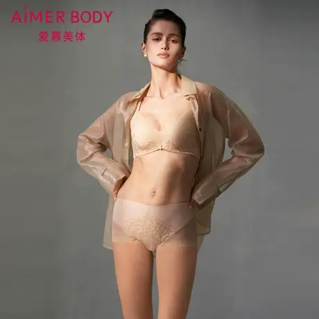 爱慕美体罗曼庄园内裤女棉质底裆蕾丝高腰平角内裤AD230421图片