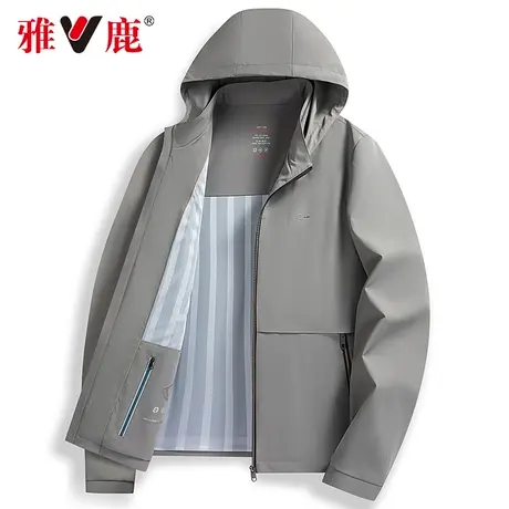 【帽子可拆】【牛奶丝】雅鹿夹克男士春秋季新款连帽休闲中年外套商品大图