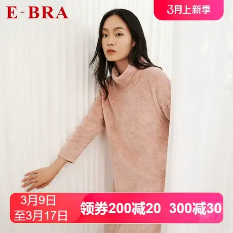 安莉芳outlets冬季睡衣E-BRA长袖长款加厚加绒珊瑚绒睡裙家居服女图片