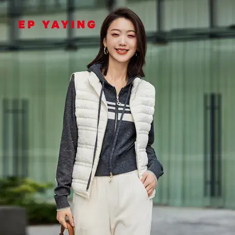 EP YAYING雅莹女装 白鸭绒立领拼接羽绒马甲 2023秋冬新款Y011A商品大图