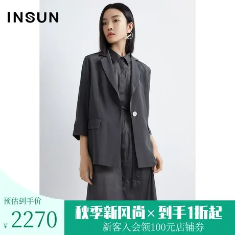 恩裳商场同款秋季时尚宽松显瘦舒适真丝通勤百搭西装外套女装图片