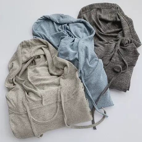 软糯轻薄！夏季连帽t恤女长袖针织空调衫防晒衣宽松显瘦百搭上衣商品大图