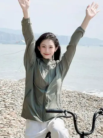 防晒衣外套女2023夏季薄款户外运动连帽防紫外线防晒服拉链上衣潮图片