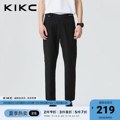 kikc休闲裤男2023春夏新款商场同款字母绣花商务直筒垂感锥形长裤商品大图
