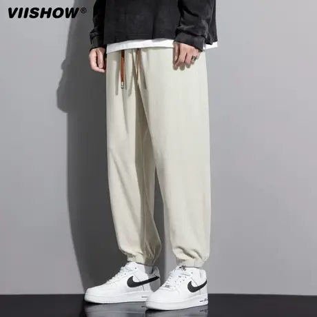 VIISHOW休闲卫裤2023秋季新款高级感灯芯绒抽绳束脚运动宽松长裤商品大图