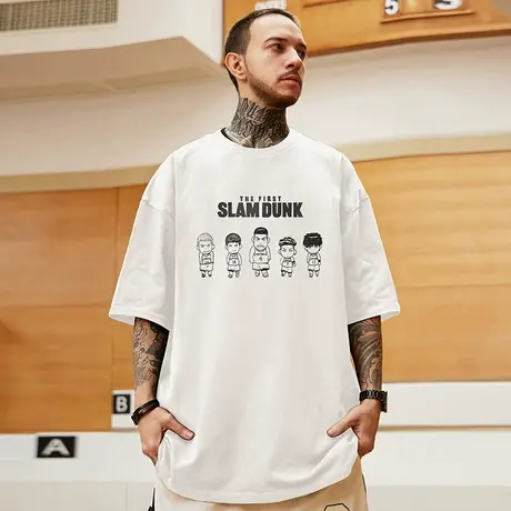 日系潮牌夏季卡通大码半袖男港风国潮情侣宽松纯棉短袖T恤潮流图片