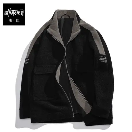 伟臣潮牌大码男装秋冬加厚夹克外套男胖子加肥加大宽松工装上衣男商品大图