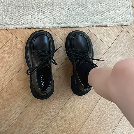 鞋子女2024新款爆款春秋季单鞋英伦风小皮鞋女厚底百搭小众乐福鞋商品大图