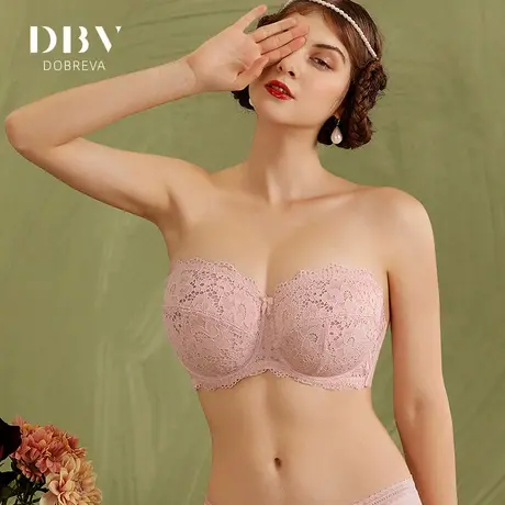 Dobreva超薄无肩带文胸女大胸显小薄款内衣婚纱礼服bra防滑薄杯夏图片