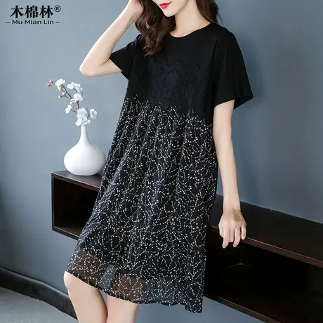 微胖mm连衣裙2024年夏装新款特大码女装夏季宽松显瘦雪纺碎花裙子图片