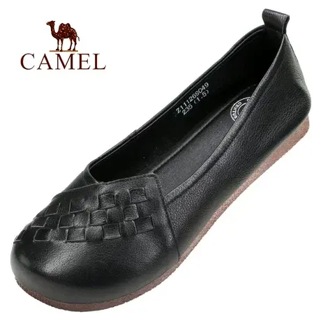 Camel/骆驼春夏季浅口平底真头层牛皮柔软舒适牛筋妈妈休闲单鞋子图片