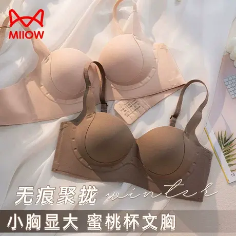 猫人提拉内衣女聚拢小胸防下垂收副乳显大无痕上托性感文胸罩秋冬图片