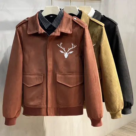 皮衣男2023新款修身韩版潮流帅气加绒加厚机车皮夹克外套男秋冬季图片