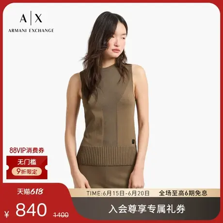 ARMANI EXCHANGE/阿玛尼2025夏季新款女士圆领无袖纯色针织上衣商品大图