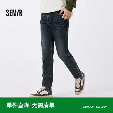 森柔牛仔|森马牛仔裤男做旧复古小脚裤秋季裤子时尚百搭长裤流行图片