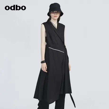 odbo/欧迪比欧原创设计西装领背心外套女夏季新款中长款复古马甲商品大图