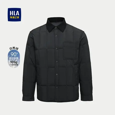 HLA/海澜之家时尚翻领羽绒服2025秋季新款格子休闲保暖鸭绒外套男商品大图