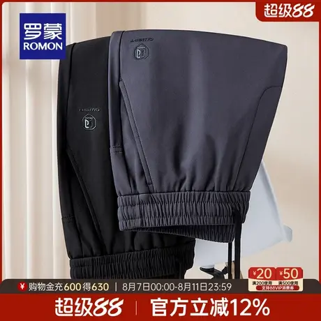 罗蒙男士时尚潮流休闲裤2025秋季新款宽松舒适松紧腰抽绳直筒长裤商品大图