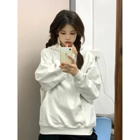 洋气减龄连帽卫衣女秋季ins潮流百搭宽松显瘦学生薄款上衣服外套商品大图