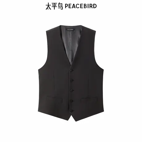 【商场同款】太平鸟男装西装马甲秋季新款黑色修身马甲 B1BGE3X06商品大图