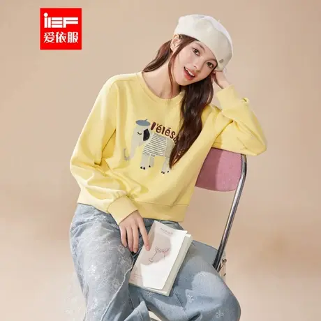 IEF/爱依服2025秋季新款韩版时尚小众大象印花休闲百搭卫衣上衣图片
