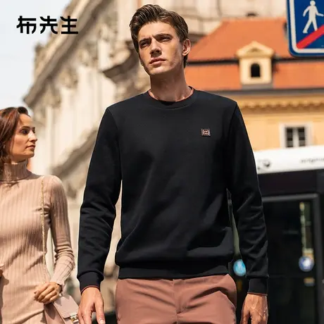 MrBu布先生皮标logo加厚男士卫衣2023秋冬新款圆领长袖t恤BT12182商品大图