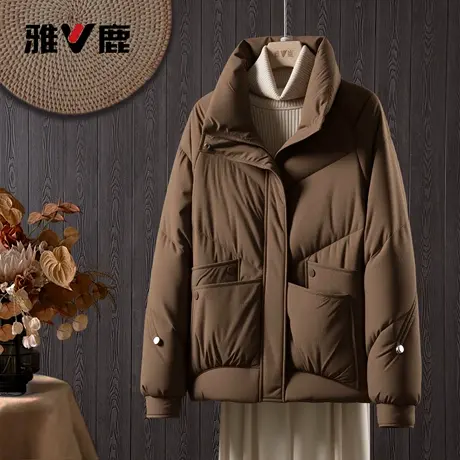 雅鹿官方正品冬轻薄羽绒服短款百搭保暖女款羽绒外套短款黑色新品商品大图