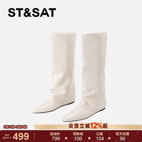 星期六不过膝裤管靴女2025冬季新款内增高显瘦百搭骑士靴西部长靴商品大图