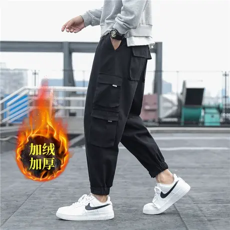 2023秋冬潮牌男工装裤束脚宽松大码多口袋户外运动百搭休闲哈伦裤商品大图