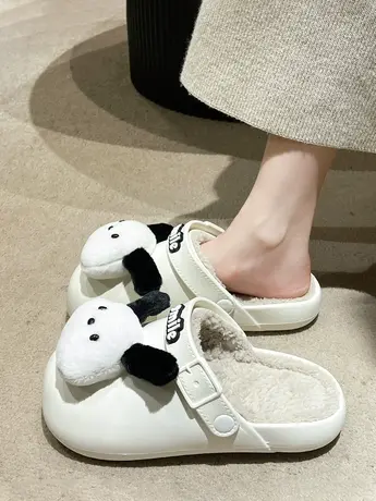 卡通可爱小狗爆款包头棉拖鞋女款2023秋冬新款外穿居家防水毛毛拖商品大图