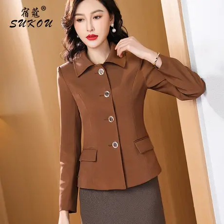 时尚咖啡色短外套女设计感小众2024年春装新款时尚减龄小香风西装商品大图