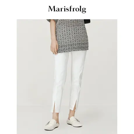 【无压力牛仔】玛丝菲尔2023年夏季新款弹力棉修身开叉小脚牛仔裤商品大图