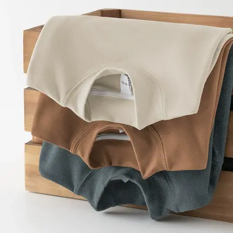 重磅德绒打底衫半高领内搭长袖t恤男双面绒中领体恤纯色秋衣小衫商品大图