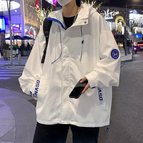 春秋季新款13-15岁青少年连帽外套百搭帅气大童学生男孩休闲夹克商品大图