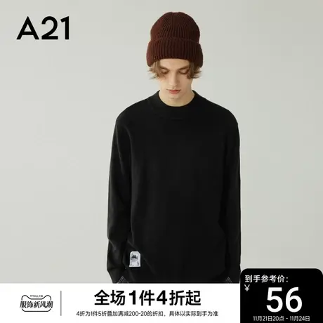 A21男装半高领毛衣男秋冬季情侣针织衫男士打底衫秋冬保暖上衣商品大图