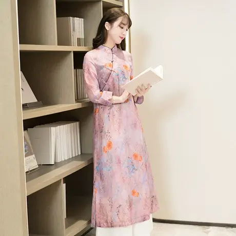 筠雅改良旗袍连衣裙气质女神范减龄宽松版女子名媛苎麻中国风女装图片