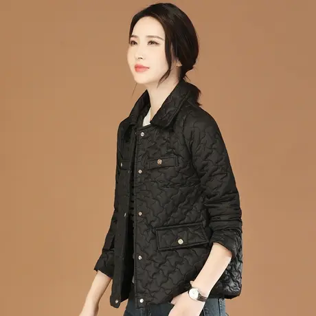 韩潮袭人2023冬季新款POLO领纯色宽松休闲加厚保暖棉衣棉服外套女图片