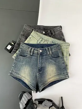 2023新款韩国基础百搭牛仔短裤女夏季时尚弹力修身辣妹阔腿热裤潮商品大图