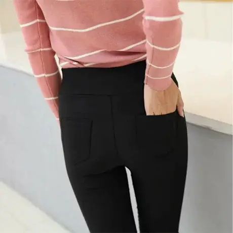 2024夏季薄款九分打底裤女小脚黑色铅笔裤学生弹力外穿高腰打底裤商品大图