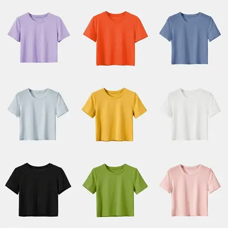 2024夏季新款别致设计感小众短款辣妹上衣正肩短袖t恤女半袖体恤图片