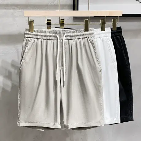 简约冰丝短裤男夏季宽松直筒凉感五分中裤简约潮流百搭男生运动裤商品大图