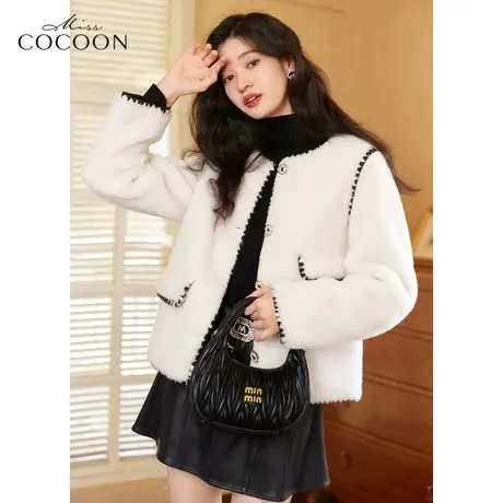 miss COCOON小香风外套女2022新款冬季宽松时尚羊毛羔短款皮草图片