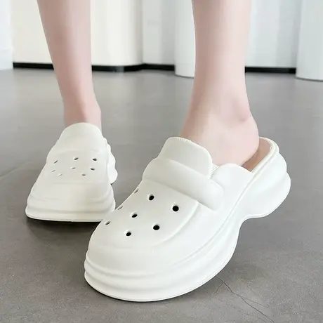 洞洞鞋女外穿夏季2024年新款厚底踩屎感凉拖鞋防滑软底包头半拖鞋商品大图