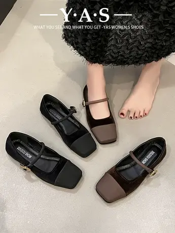 平底单鞋女2024新款春季温柔风晚晚鞋法式配裙子瓢鞋玛丽珍女鞋图片