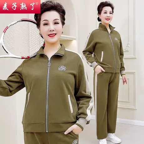 妈妈春装运动套装时尚休闲两件套中老年女装2023新款春秋洋气上衣商品大图