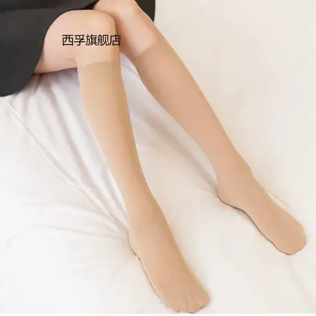 中筒袜女半截天鹅绒及膝小腿袜瘦腿春秋中厚款长袜子潮肉色丝袜商品大图