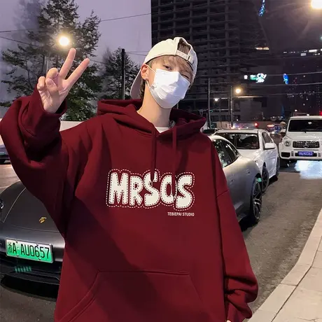 春秋季薄款连帽卫衣男潮牌美式复古帽衫oversize情侣宽松上衣外套商品大图