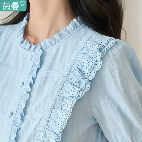 茵曼旗舰店官方法式短袖衬衫女夏季2024新款小衫纯棉别致衬衣外穿图片